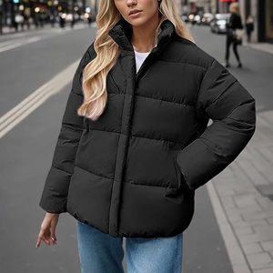 Manteau bouffant isolé léger ultra chaud pour femmes manches longues fermeture éclair haute toile style rue en gros - Product Image 2