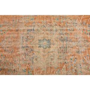 Alfombra de lana azul y naranja vintage, 5'1 \ "X 8 ', hecha a mano, estilo Tabriz, felpa, altura, forma rectangular, Patchwork para látex vivo - Product Image 4