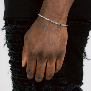 3Mm 925 Sterling <b>Silver</b> Anti-tarnish Coating <b>Chain</b> Moissanite Franco Bracelet for <b>Men</b> Gifts Wholesale Jewelry - Product Image 2