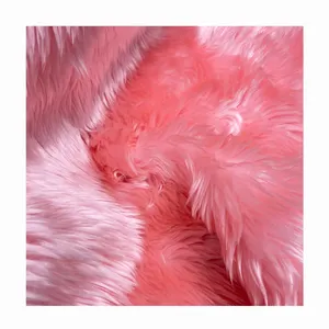 Pink Sweet Color High Quality Knitted Long Pile Polyester Faux Fur For Carpet Toy Garment Fabric Home Textile