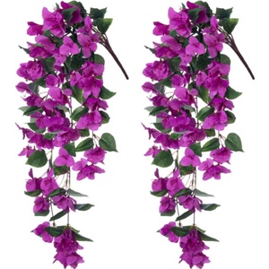 3 Rami Di Bouganville Artificiali Rosse Da Appendere | Piante Finte Per Esterno UV Resistant | Decorazione Per Balcone, Portico, Patio - 4