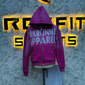 Tendance mode usine taux le plus demandé fermeture éclair à capuche bouffée imprimé 100% coton hiver polaire unisexe sweats à capuche prix pas cher - Product Image 1