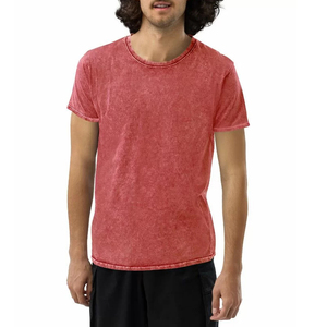 Camisetas Personalizadas Algodón Lavado Ácido Camisetas Peso Pesado Gran Tamaño Serigrafiado Cuello Redondo Camisetas Hombres - Product Image 1