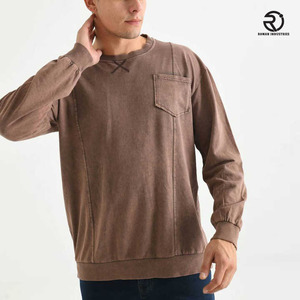 Style de poche hommes sweat lourd 360gsm 100% coton dégradé o-cou sweat lavage à l'acide surdimensionné pull sweat - Product Image 3