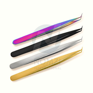 Pinzas de extensión de pestañas con agarre de diamante de alta calidad, caja recubierta de papel de Color Plasma de acero inoxidable, Punta puntiaguda en caja, venta al por mayor - Product Image 1
