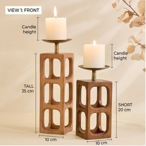 Porte-bougie en bois de manguier fait main, très demandé pour Noël, les mariages et la maison/bureau - Taille et forme personnalisables - Product Image 1