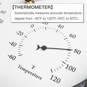 14インチの素朴なスレート壁掛け時計、温度計と湿度計付き、ヴィンテージ風丸型屋内外天気観測ステーション - Product Image 3