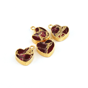 Fabrication de bijoux faits à la main mohave rubis cuivre turquoise connecteur de pendentif diy plaqué or en forme de cœur connecteur de fabrication de bijoux - Product Image 5