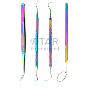 4 Pcs Multi Titanium Rainbow Color Dental Tarter Scraper Remover Set Hygiène Nettoyage Emballage de protection Medic Instruments - Product Image 3
