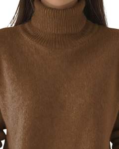 Customized <b>Women</b> Brown Turtleneck Sweater Wool Acrylic Knit Pullover <b>Long</b> Sleeve Winter Warm Custom Manufacturer OEM Wholesale - Product Image 4