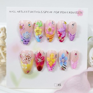 NBL-JX-195 <span class=keywords><strong>Uñas</strong></span> Postizas con Diseño de Flores Tropicales, 30 Piezas, Estilo Hawaiano 3D, <span class=keywords><strong>Uñas</strong></span> Postizas Reutilizables de Verano, Venta al por Mayor - Product Image 2