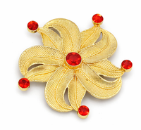 Broche traditionnelle spéciale Ramadan avec motif floral et pierre en zircon rouge, broche pour femmes musulmanes, broche pour hijab, tendance chic