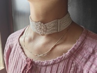 Collier ras du cou vintage en argent sterling avec pendentif diamant, placage rhodium noir, 12 pouces + 1 pouce, unisexe, pierres précieuses Red Mountain PD080