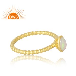 แหวน925เงินสเตอร์ลิง18K ชุบทอง18K แหวนพลอยโอปอลเอธิโอเปียนธรรมชาติเครื่องประดับดีอัญมณีสำหรับผู้หญิงของขวัญสำหรับผู้หญิง - Product Image 4