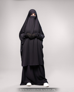Jilbab classique deux pièces pour femmes musulmanes, tenue islamique modeste pour soirée, polyester, longueur au sol, fournisseur en gros, directement de l'usine - Product Image 6
