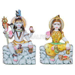 Statues de Shiva et Parvati en marbre |   Fabricant d'idoles en marbre Shiv Parivar – Maliyas - Product Image 1
