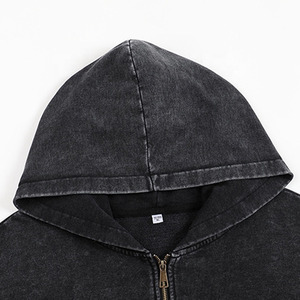 Sweat-shirt à capuche unisexe surdimensionné en molleton français lourd, délavé à l'acide, avec fermeture éclair, personnalisable, streetwear - Product Image 4