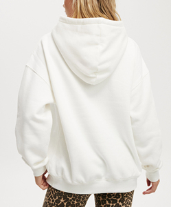 Sudaderas con capucha para mujer de algodón 100% de alto gramaje, anti-bolitas, con insignia frontal impresa DTF personalizada, de tejido polar, corte holgado, antiarrugas - Product Image 5