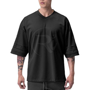 Camiseta de malla de gran tamaño con cuello en V unisex con tela de secado rápido y camiseta de malla de gran tamaño suave y cómoda - Product Image 2