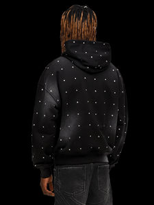 Sudadera con Capucha Casual para Hombre, Diseño Personalizado con Pedrería, Lavado Desteñido, 100% Algodón, Estilo Urbano - Product Image 6