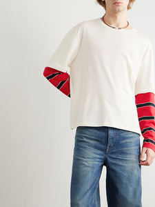 Personalización de alta calidad Bordado de peso pesado Impresión de manga larga 100% Camiseta estampada de algodón - Product Image 2