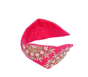 Accesorios para el Cabello de Primera Calidad para Mujeres y Niñas, Hermosas Diademas de Algodón Hechas a Mano con Nudo Cruzado en Color Rosa - Product Image 1