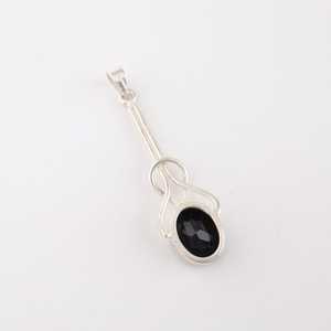 Collier pendentif ovale ethnique en argent sterling et onyx noir, bijoux en pierres précieuses bohèmes faits à la main pour femmes et enfants - Product Image 4