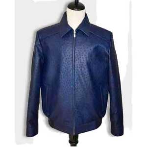 Chaqueta de cuero para hombre a la moda 2025, chaqueta ajustada de PU con cuello levantado para hombre, chaquetas con cremallera Diagonal y solapa para motocicleta antiviento para hombre - Product Image 1