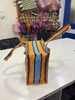 Sac fourre-tout réutilisable en nylon recyclé durable, rayé, en PP tissé, écologique, avec fermeture éclair, design personnalisé imprimé en sérigraphie offset