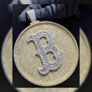 Custom Letter B Circle Pendant in <b>Gold</b> Finish Fully Iced VVS Moissanite Hip Hop Jewelry - Product Image 6
