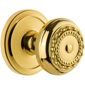 Ensemble de boutons de porte en laiton massif de luxe en laiton poli au design du Parthénon Poignée ronde ornée classique pour portes intérieures et extérieures - Product Image 1