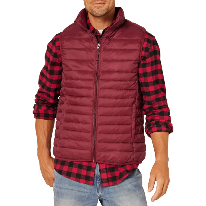 Özel Logo Polyester aşağı ağır sıcak kolsuz ceketler boya rüzgar geçirmez nefes kirpi erkek kış yelek