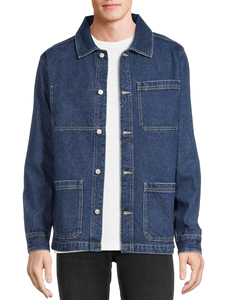 Chaqueta de mezclilla Premium para hombre de estilo callejero con logotipos bordados personalizados de tela de lona duradera y patrón de camuflaje - Product Image 3
