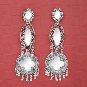 Jeweljunk Vintage Gold Plated Mirror Dangler Pendientes Drop and Stud Estilos para bodas y fiestas-1314712 - Product Image 1
