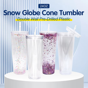 Vaso Acrílico de Doble Pared con Brillo Estético de 24oz, con Pajita Transparente, Venta al por Mayor - Product Image 4