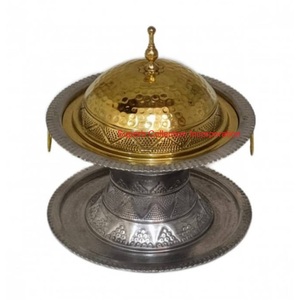 Bol de date en laiton fabriqué à la main avec finition argent et or plat de service décoratif en relief pour fruits secs bonbons et décoration intérieure - Product Image 4