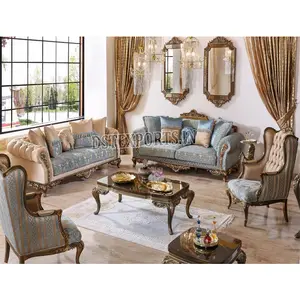 Clásico antiguo polaco muebles de sala de estar de lujo moderno de madera de teca tallada sofá conjunto con tamaño personalizado y color personalizado - Product Image 1