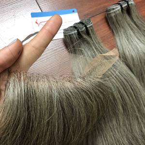 2024 vente chaude de haute qualité naturel gris Remy Extensions de cheveux en vrac droite cheveux humains bruts non transformés - Product Image 2