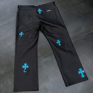Pantalon en cuir pour hommes Streetwear Punk Hip Hop avec logo personnalisé OEM - Product Image 2