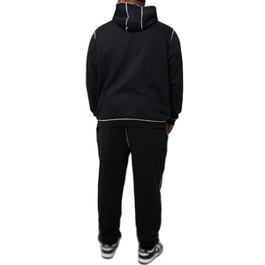 Conjunto de pantalones de chándal y Sudadera con capucha de punto de contraste sólido personalizado para hombre, chándal de talla grande de alta calidad, 100% algodón, transpirable a prueba de viento - Product Image 5
