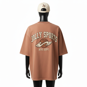 Camiseta Holgada para Hombre, Talla Grande, Algodón Jersey Premium de 240 GSM, Lavado Vintage, Estampado de Pigmento Marrón, Logotipo Personalizado - Product Image 2