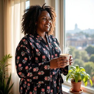 ชุดกิโมโนพิมพ์ลายดอกไม้ผ้าคอตตอนเนื้อนุ่มเสื้อคลุมอาบน้ำน้ำหนักเบาชุดอยู่บ้านใส่สบาย - Product Image 6