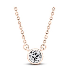 Collar con colgante solitario de diamante genuino cultivado en laboratorio de un cuarto de quilate, oro macizo de 14K, corte E-VS2, engaste de garras, para fiesta de compromiso - Product Image 3