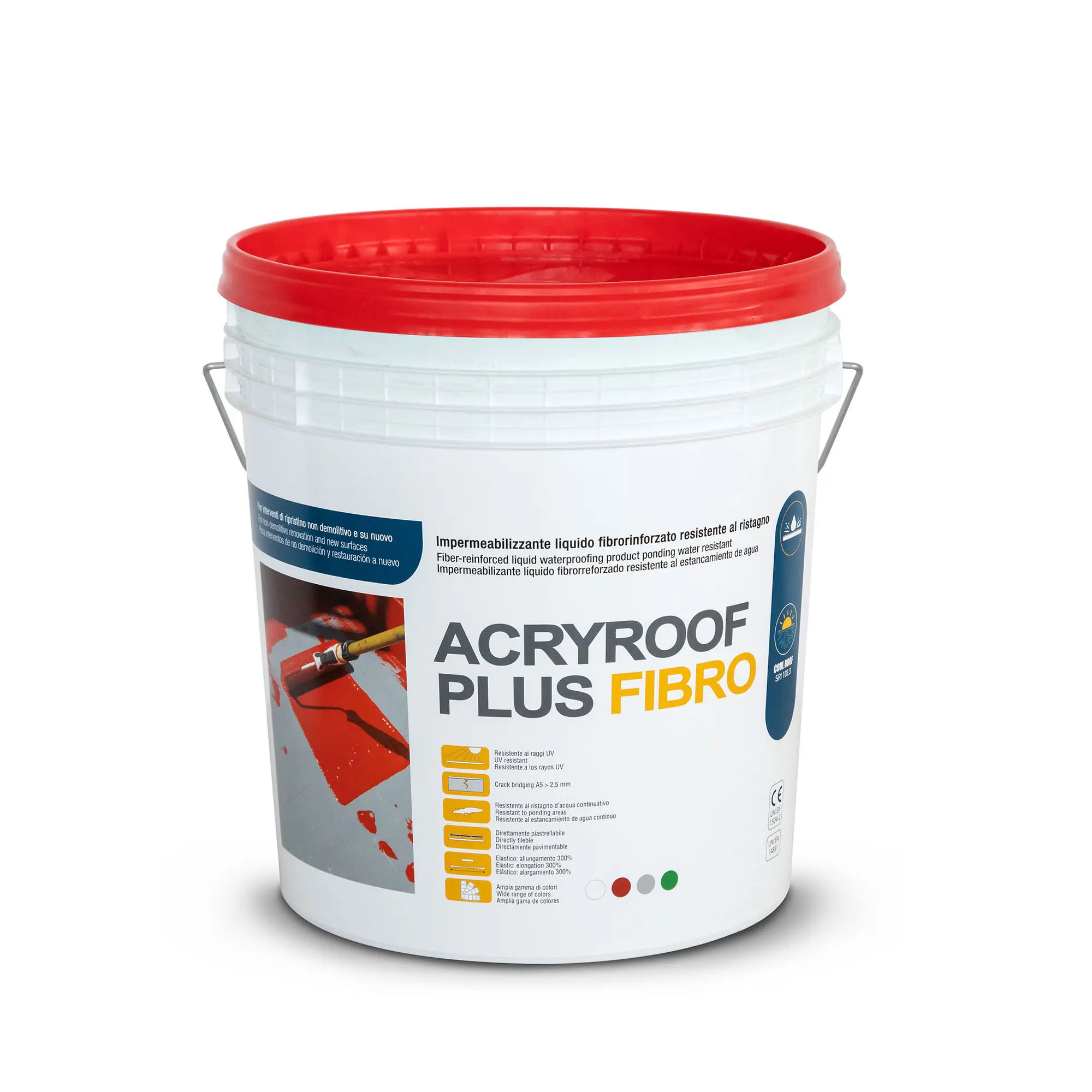 Acrylic synthetic resin-based fibre-reinforced liquid waterproofing UV rays resistant red finishing liquid coating 20 kg