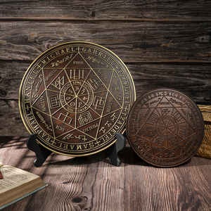 Medallón <span class=keywords><strong>de</strong></span> <span class=keywords><strong>los</strong></span> Siete Arcángeles Tallado en Madera Artesanal, Arte Mural con Sello Planetario Sagrado - Product Image 2