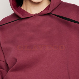 Color sólido algodón polar invierno Casual largo mujer chándal 2 piezas con capucha transpirable profesional - Product Image 5