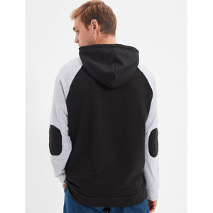 Vente en gros de sweat-shirts à capuche pour hommes en coton 100% avec surpiqûres contrastées, panneau de couleur contrastée, logo personnalisé OEM - Product Image 4