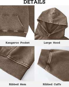 เสื้อฮู้ดผู้ชายแบบสวมหัวมีฮู้ดซักกรดพร้อมโลโก้แบบกำหนดเองสำหรับชุดลำลอง - Product Image 4