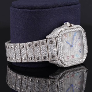 Reloj de Pulsera Clásico con Esfera Romana Colorida, Diamantes Cultivados en Laboratorio HPHT, para Hombre y Mujer, Movimiento Automático Japonés, Reloj con Incrustaciones de Diamantes, Pasa Pruebas - Product Image 4