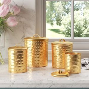 Antique <b>Copper</b> Canister Set With Handmade Texture And Classic Design Creating A Timeless Addition To Your <b>Kitchen</b> Collection - Product Image 6